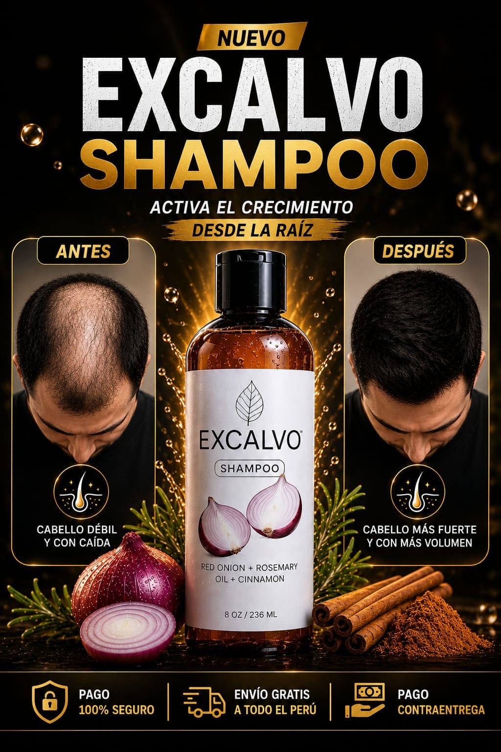 ExCalvo™ Oferta 2x1 | Shampoo Anticaída que Fortalece y Estimula el Crecimiento Capilar