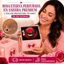 🌹 ROSA ETERNA PERFUMADA EN ESFERA PREMIUM 💖 Incluye Collar Proyector "Te Amo" en 100 Idiomas de Regalo