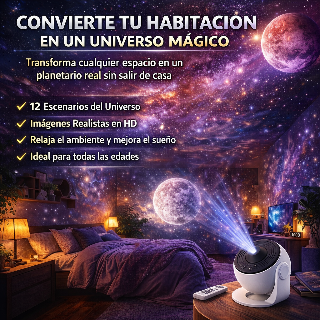 AstroDream Proyector Planetario 12 en 1 - Convierte tu habitación en un universo mágico en segundos