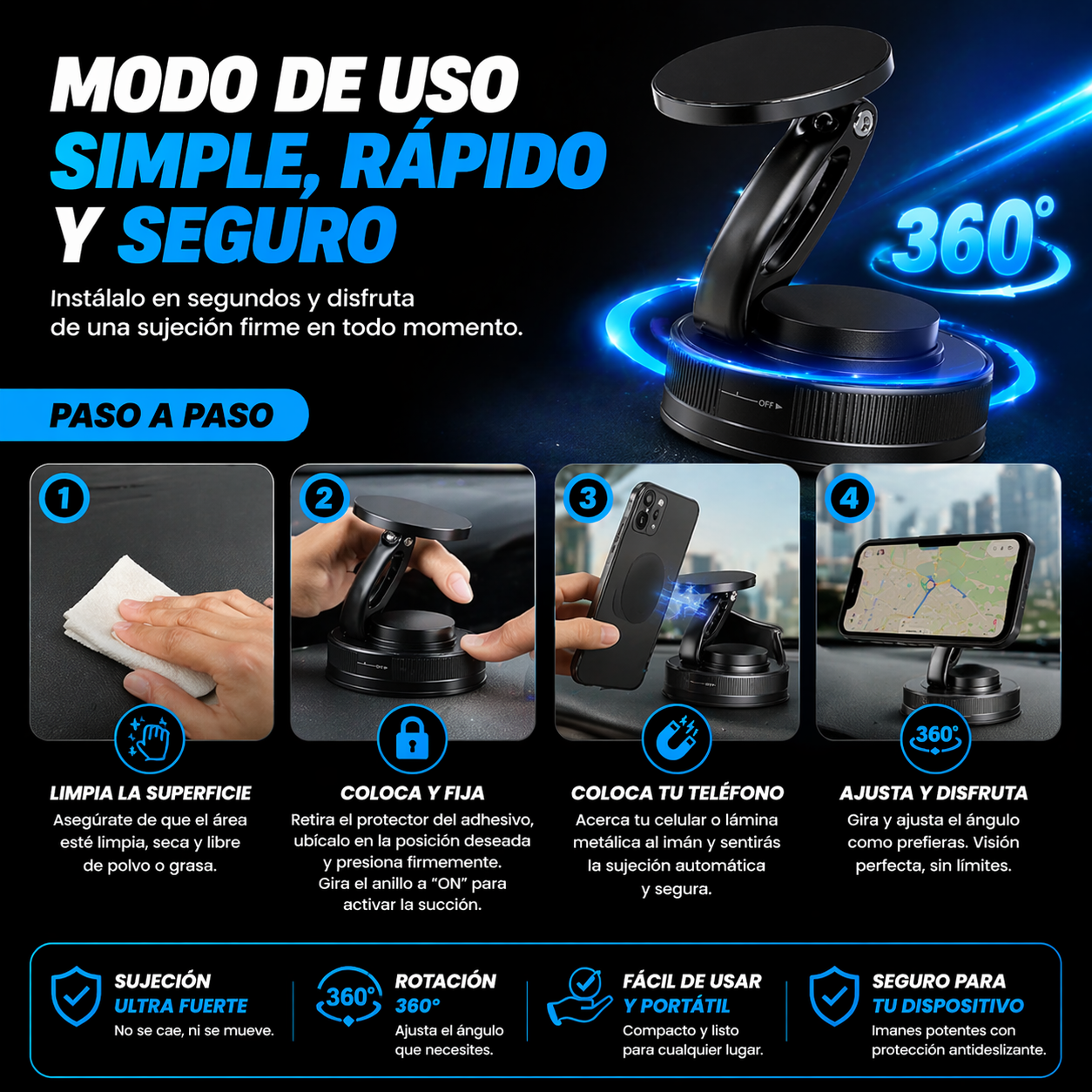 MagFix 360° Pro – Soporte Magnético Ultra Firme