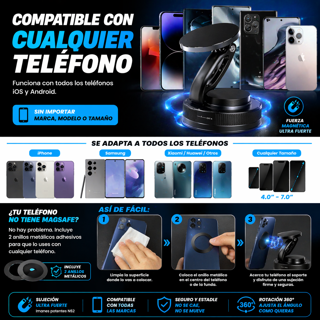 MagFix 360° Pro – Soporte Magnético Ultra Firme