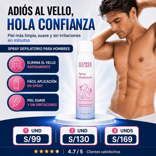 Adiós al Vello en Minutos – Spray Depilatorio Flower Secret para Hombres